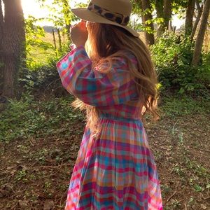 vintage multi color plaid dress